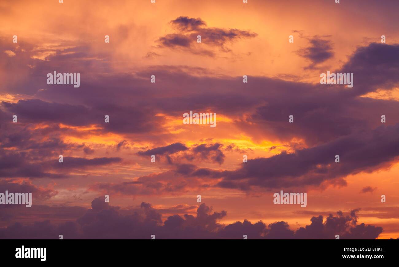 Colorful cloudy tropical sky at sunset, natural background photo Stock ...