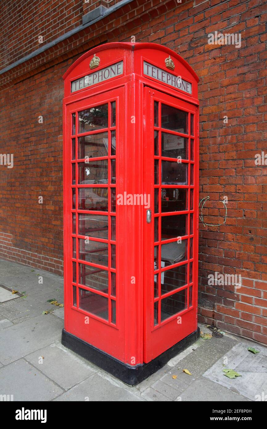 Traditional red telephone box, London, UK Stock Photo