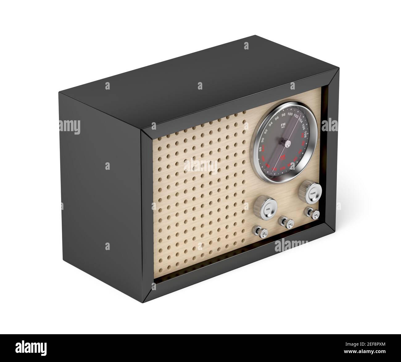 Black retro radio on white background Stock Photo