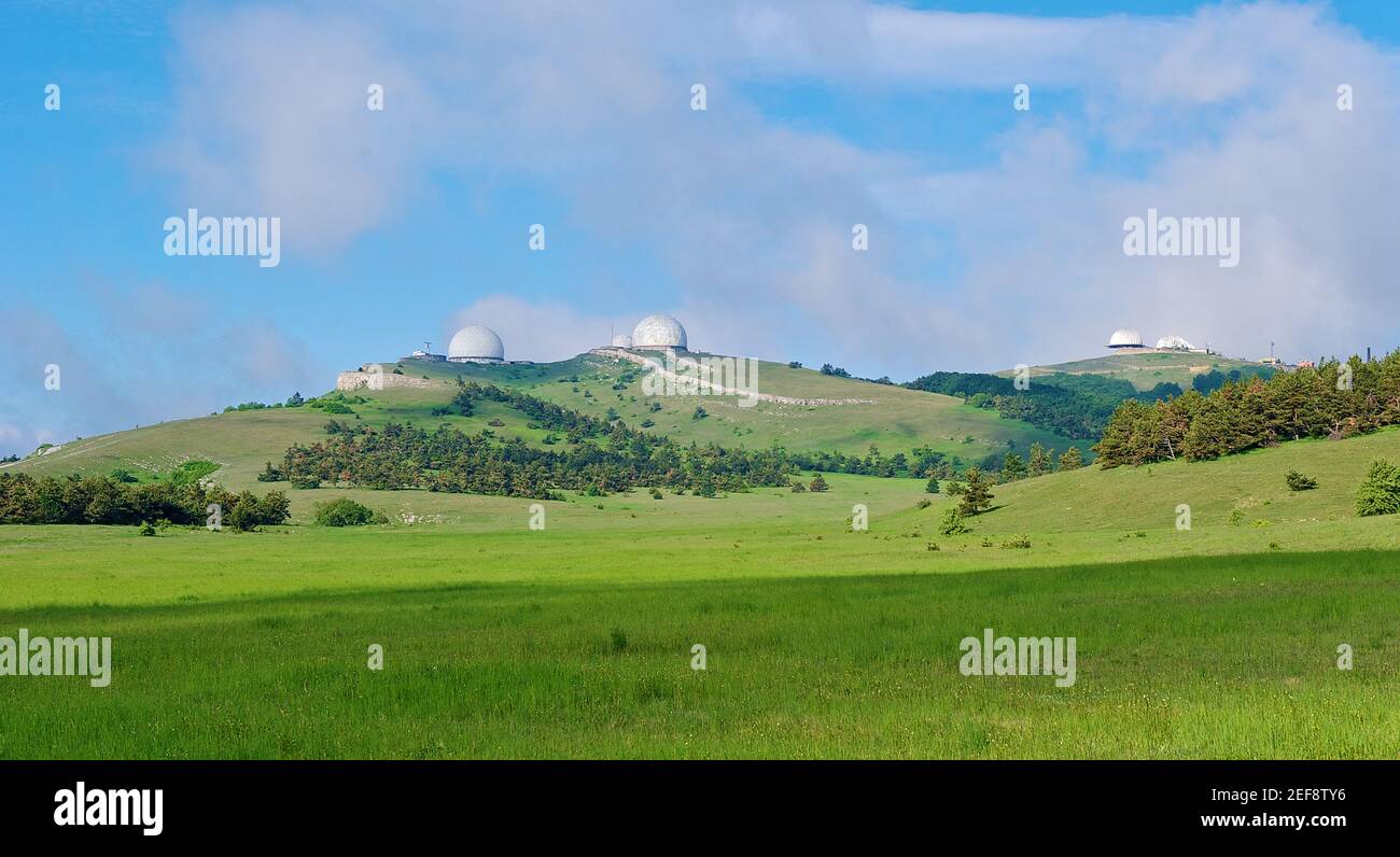 Astronomical laboratory on Mount Ai-Petri in Crimea. Stock Photo