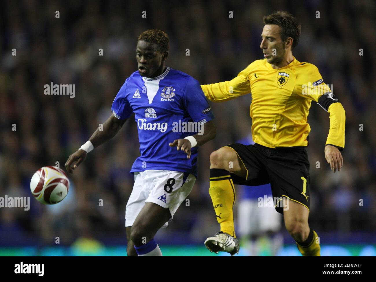 Football - Everton v AEK Athens - UEFA Europa League Group Stage Matchday  One Group I - Goodison Park, Merseyside, England - 09/10 - 17/9/09 Louis  Saha (L) - Everton in action