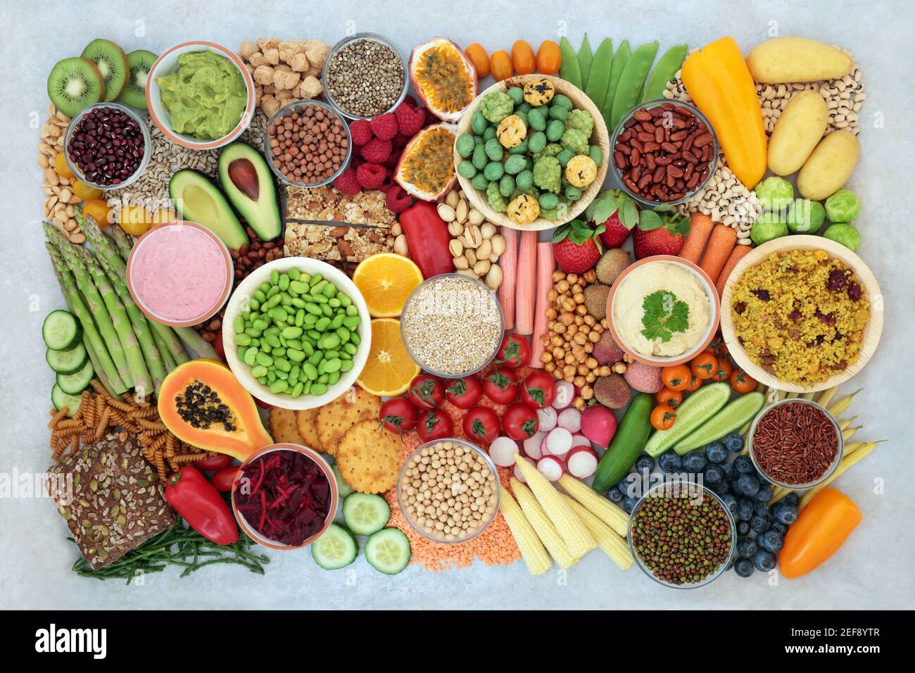 Fruit Vegetables Legumes Whole Grains High Resolution Stock Photography