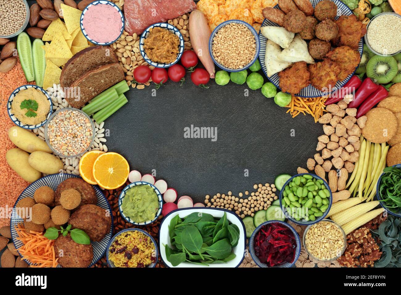 Vegan food for a healthy lifestyle with plant based foods high in