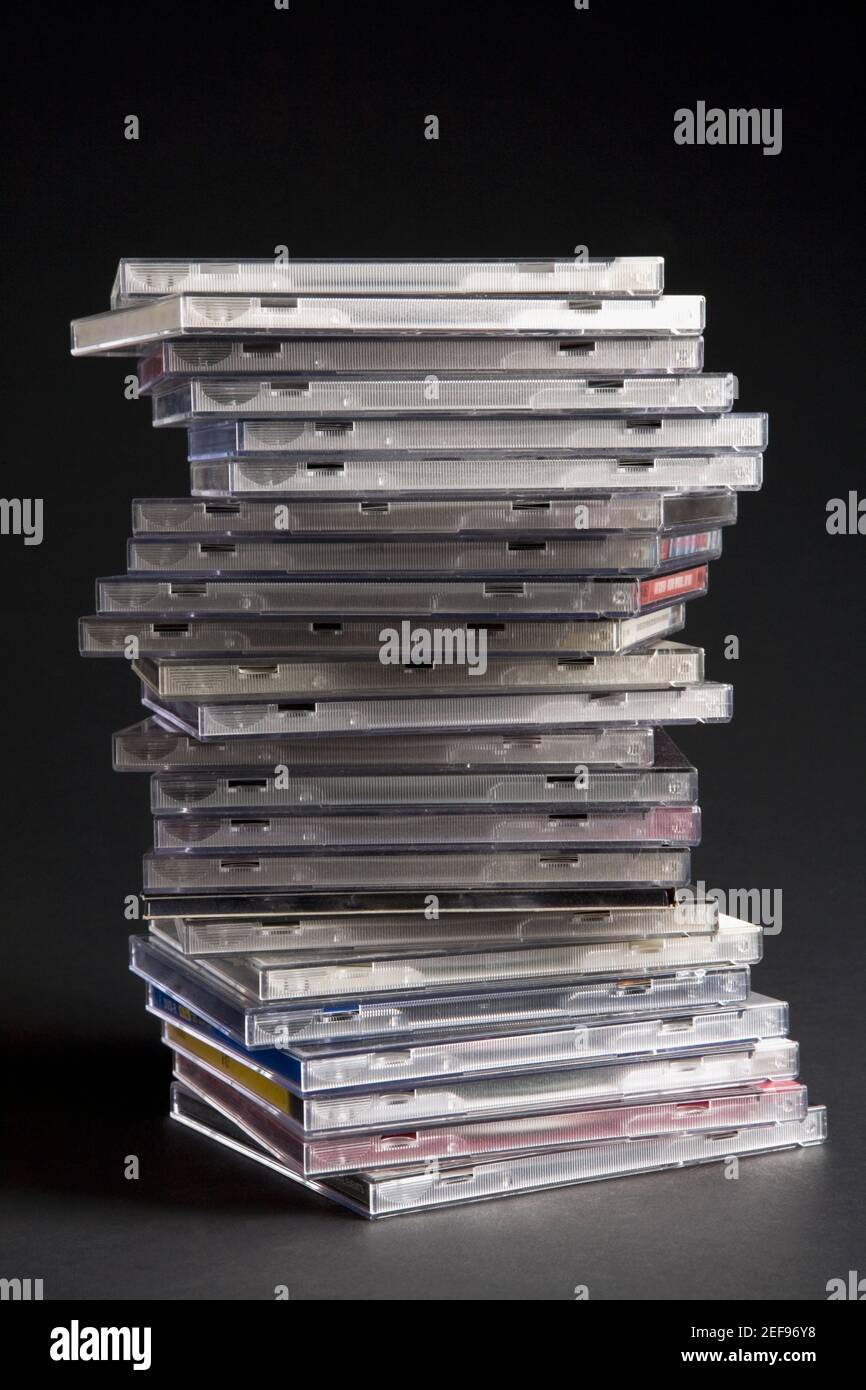 Close-up of a stack of CD cases Stock Photo