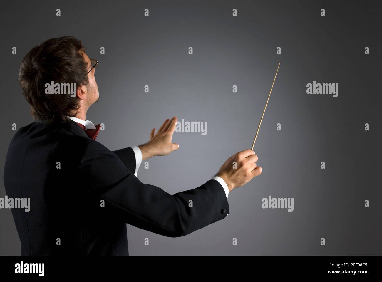 Side profile of a music conductor performing Stock Photo Alamy