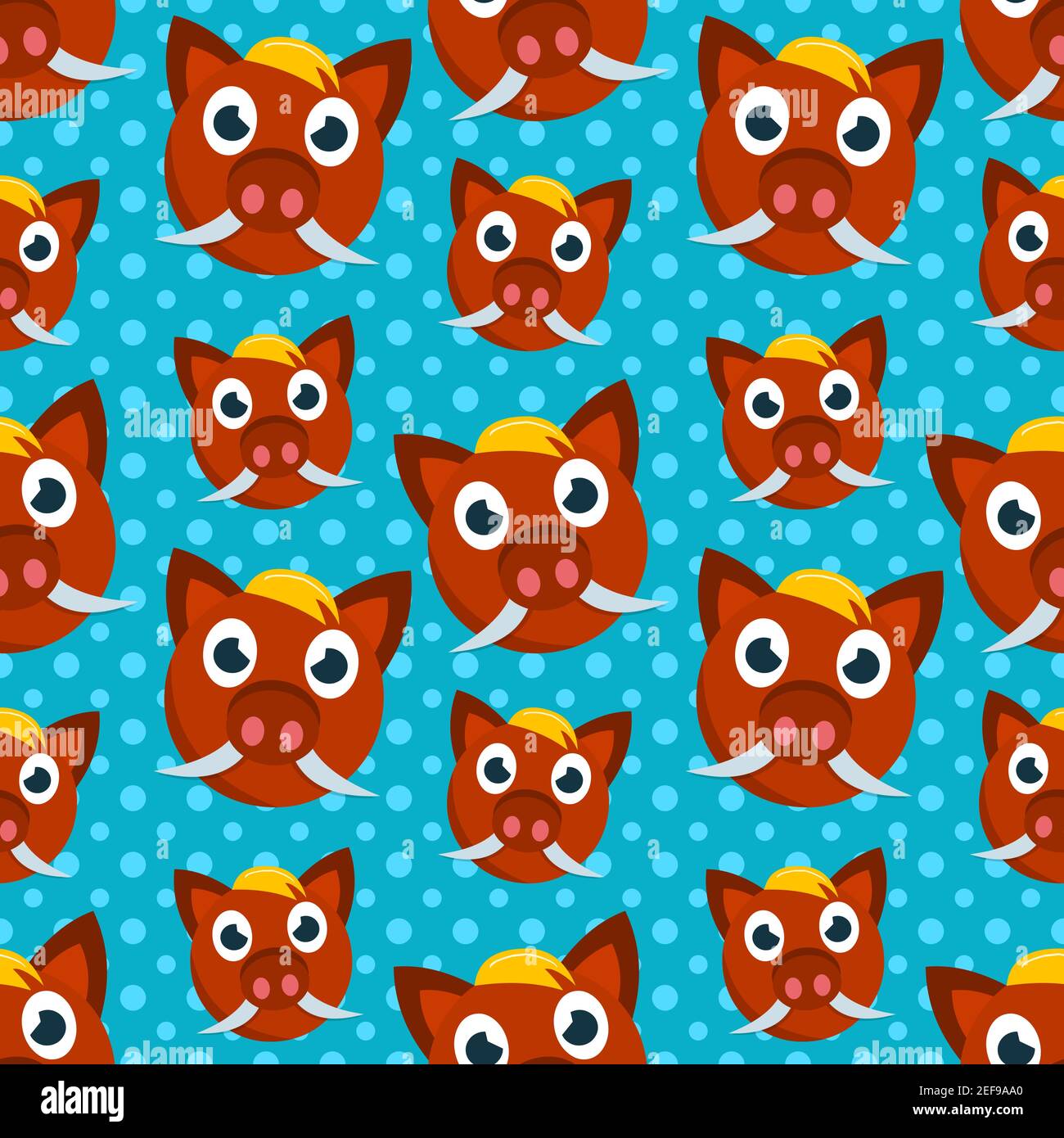 cute boar head  seamless pattern vector illustration Stock Vector