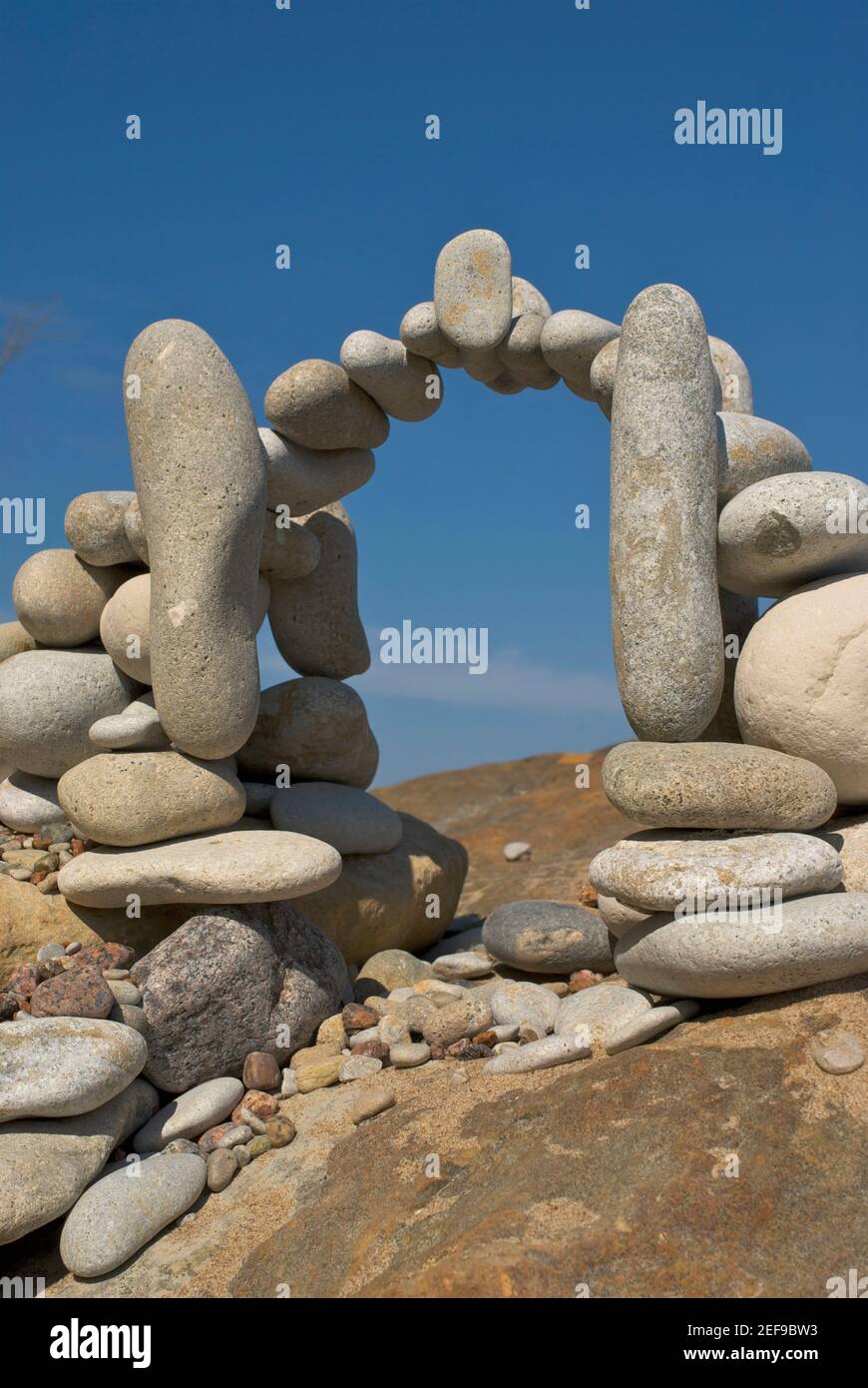 Stones arranged in an arch shape Stock Photo