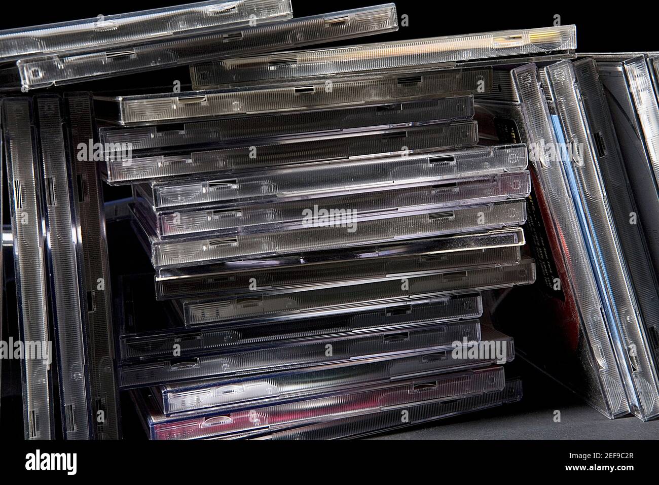 Close-up of a stack of CD cases Stock Photo