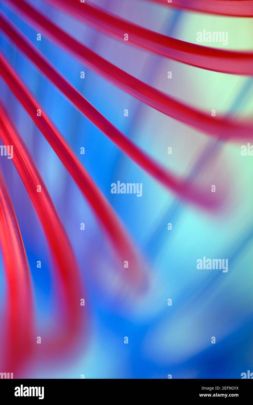 Close-up of red fiber optic cables Stock Photo