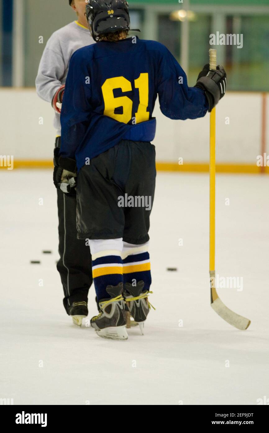 Close Up Of An Ice Hockey Player Standing Face To Face With Another Player Stock Photo Alamy