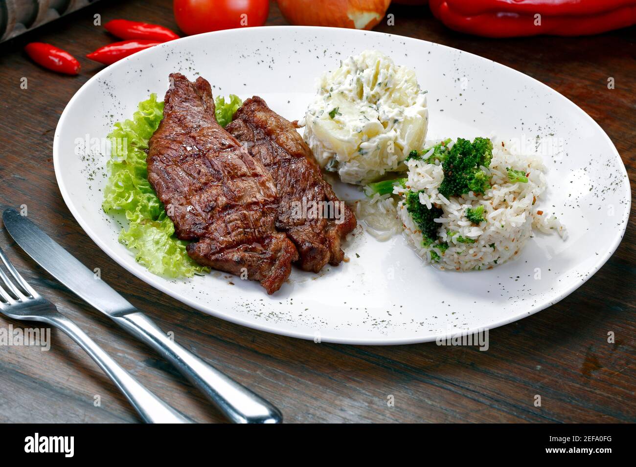 Rice with potatoes and meat Stock Photo Alamy