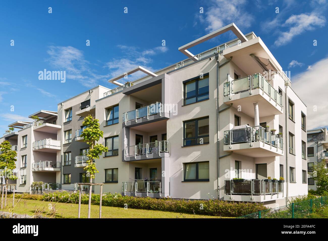 Modern apartment building in the countryside in a residential area of a