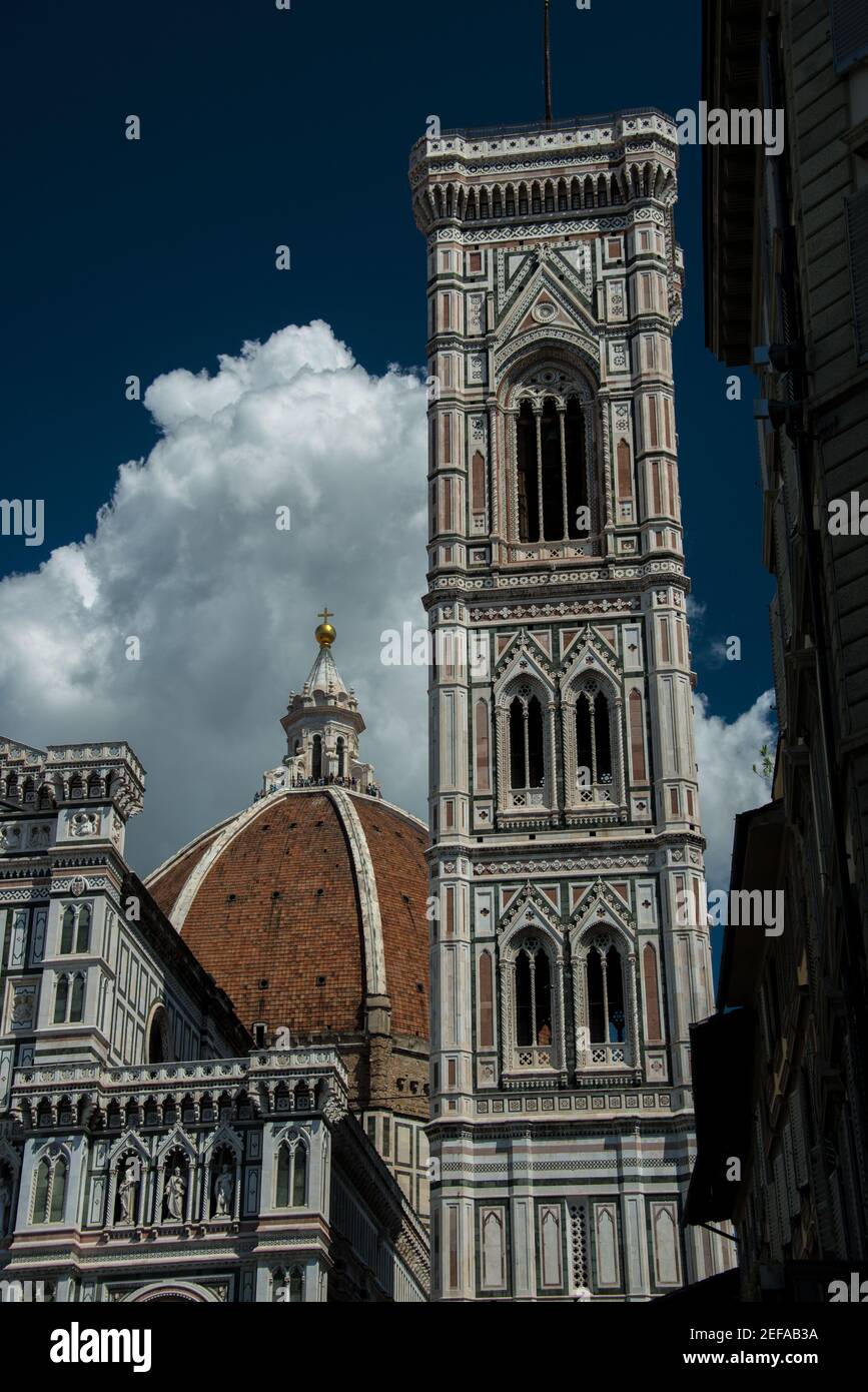 Architectural Sights of Cathedral of Santa Maria del Fiore (Duomo di Firenze) in Florence, Italy Stock Photo