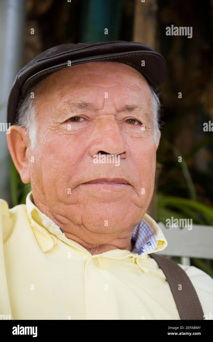 Portrait of a senior man wearing a hat Stock Photo