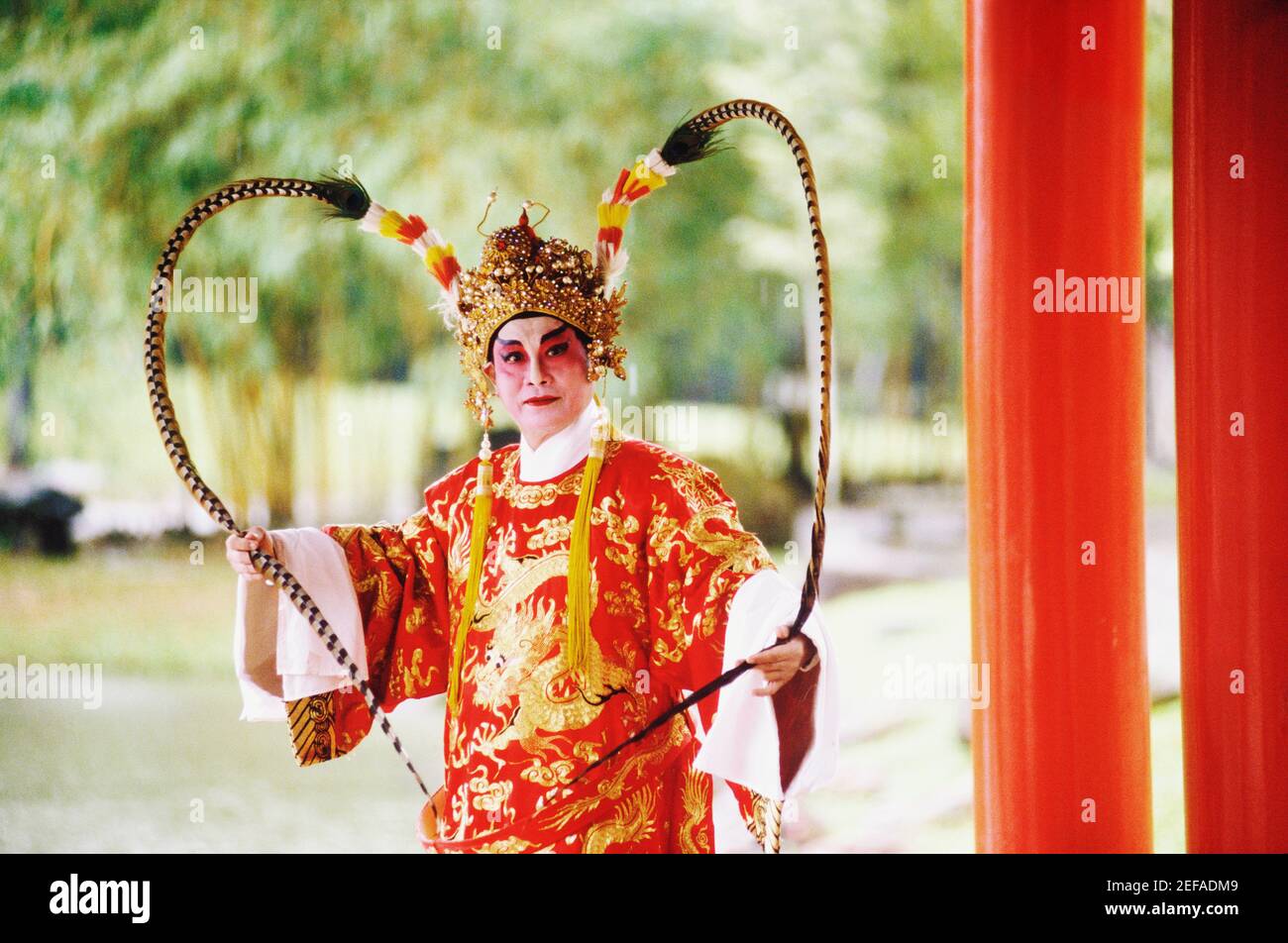 Chinese opera performer with blue hairpiece - wide 7