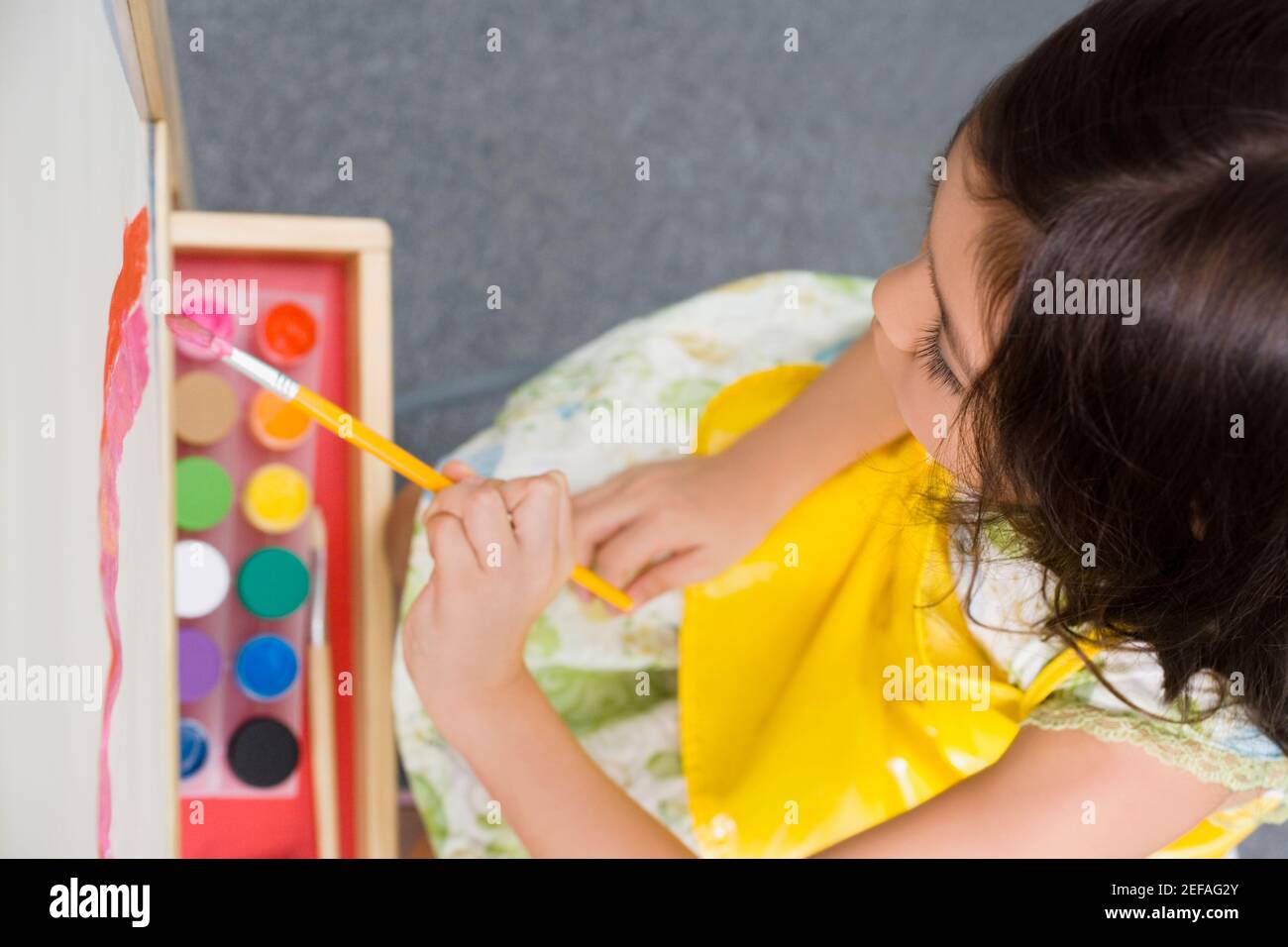 High angle of children painting hi-res stock photography and images - Alamy