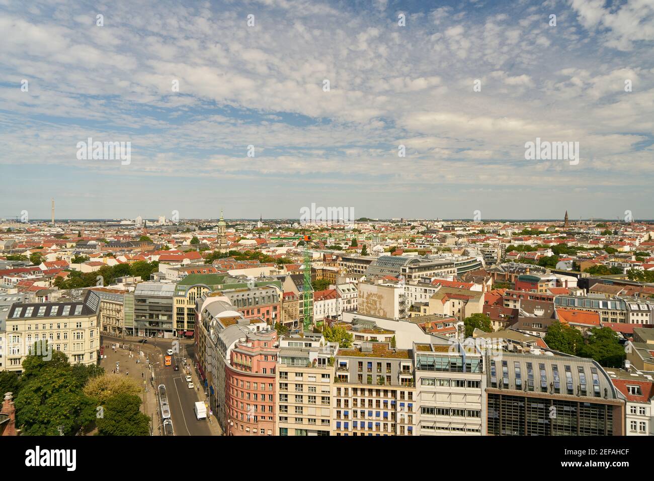 Cityscape of Berlin with Hackescher Markt and many houses and roofs Stock Photo
