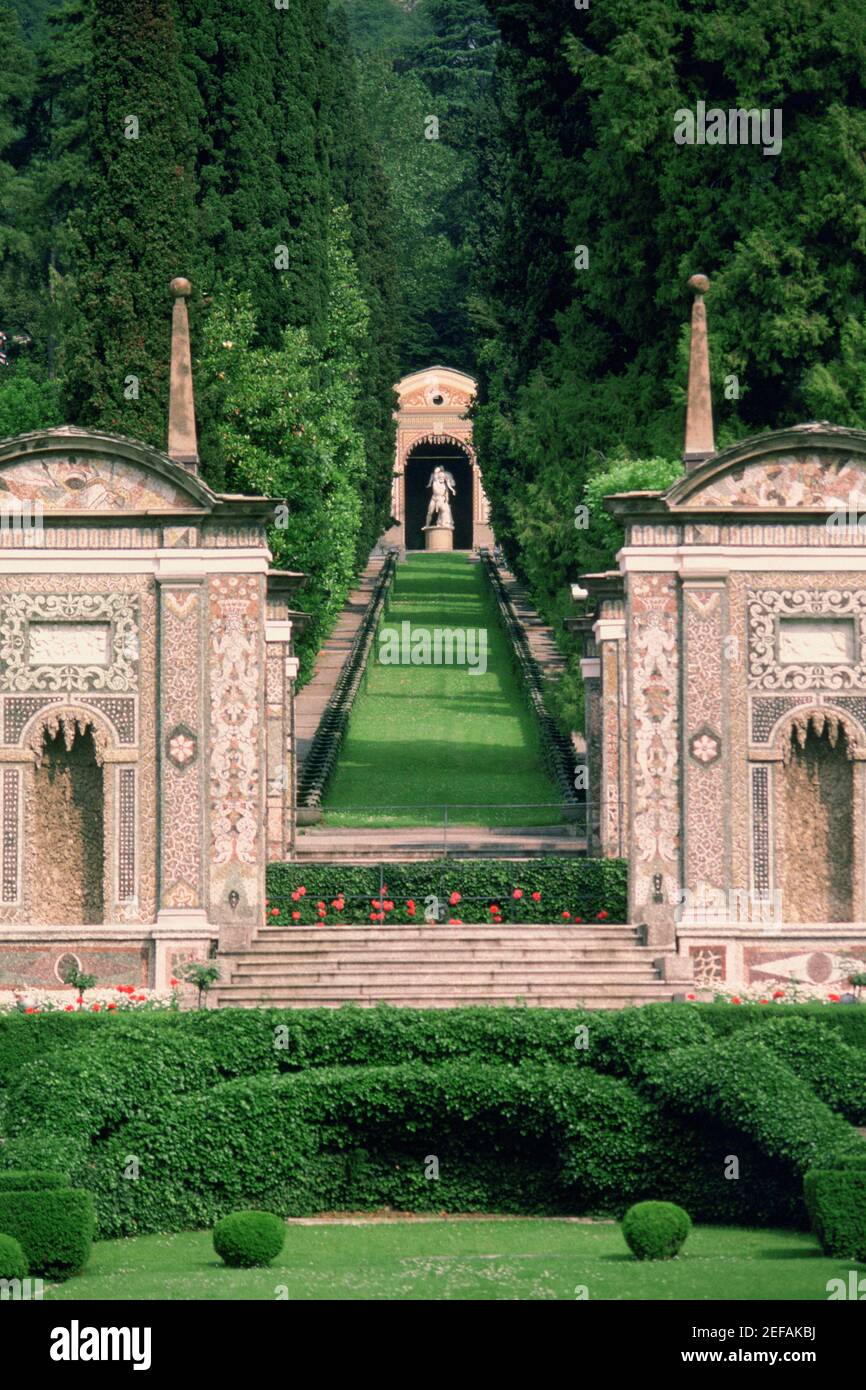 Path in a garden, Villa d Este, Lake Como, Lombardy, Italy Stock Photo