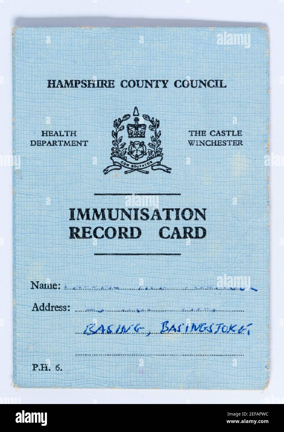 Immunisation record card, England, UK, 1960s Stock Photo - Alamy