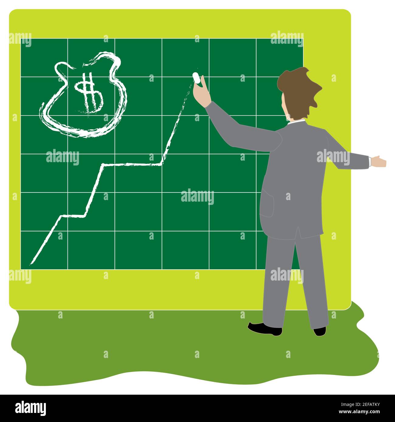 Rear View Of A Businessman Drawing A Line Graph Stock Photo Alamy