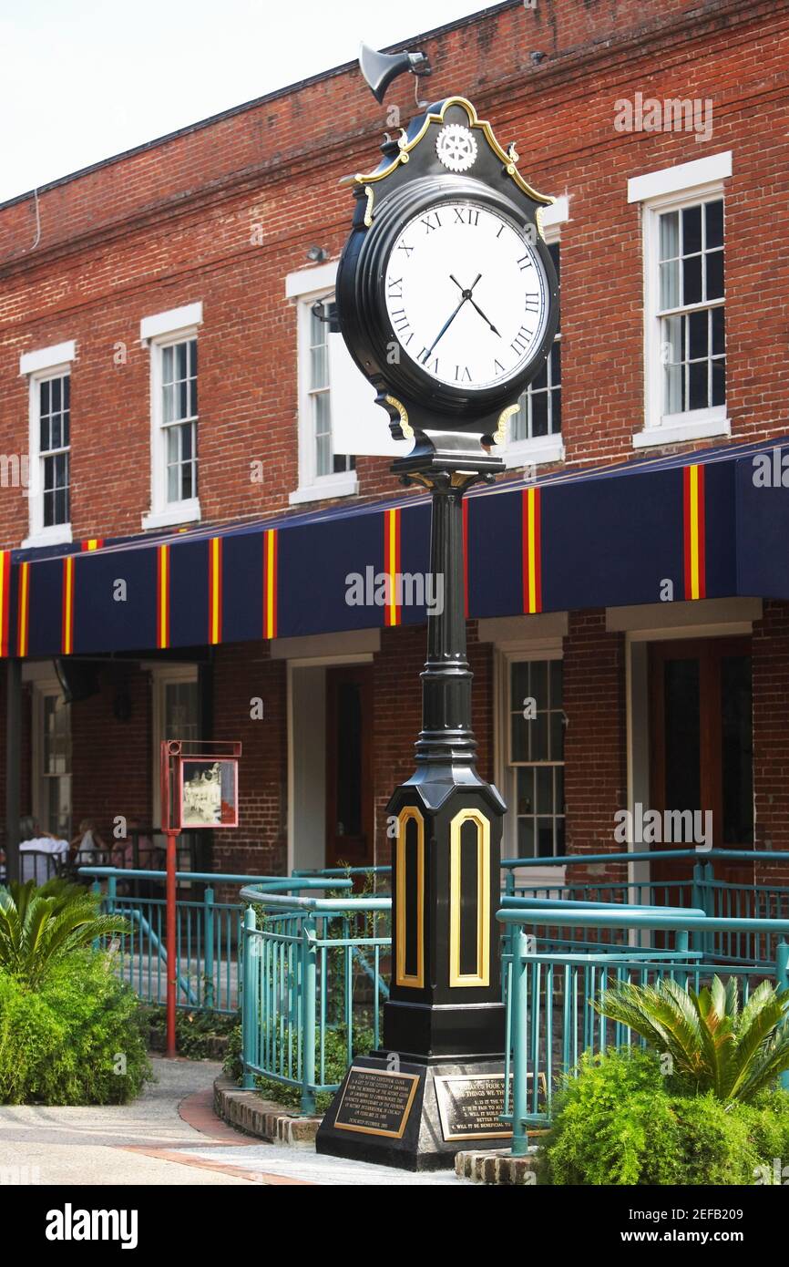 Clock in front of a building, Savannah, USA Stock Photo Alamy