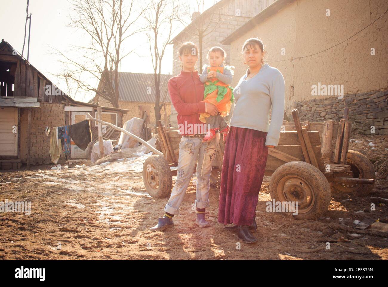 SEREDNIE, UKRAINE - MARCH 09, 2011: early motherhood is a reality in Romani community Stock Photo