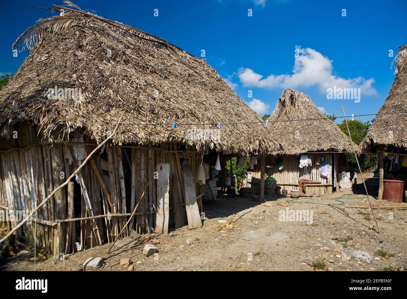 Houses in a village, Hidalgo, Papantla, Veracruz, Mexico Stock Photo