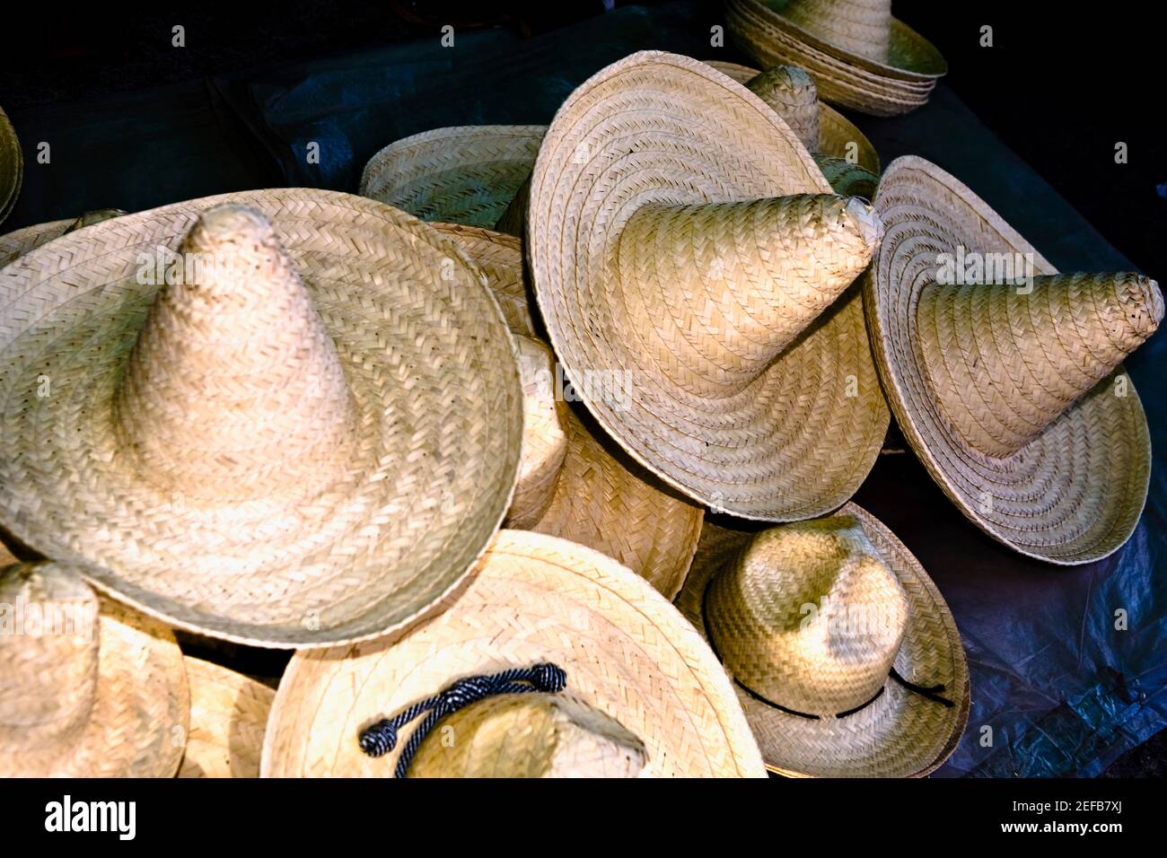 Close up of hats, Tlacolula De Matamoros, Oaxaca, Oaxaca State, Mexico Stock Photo