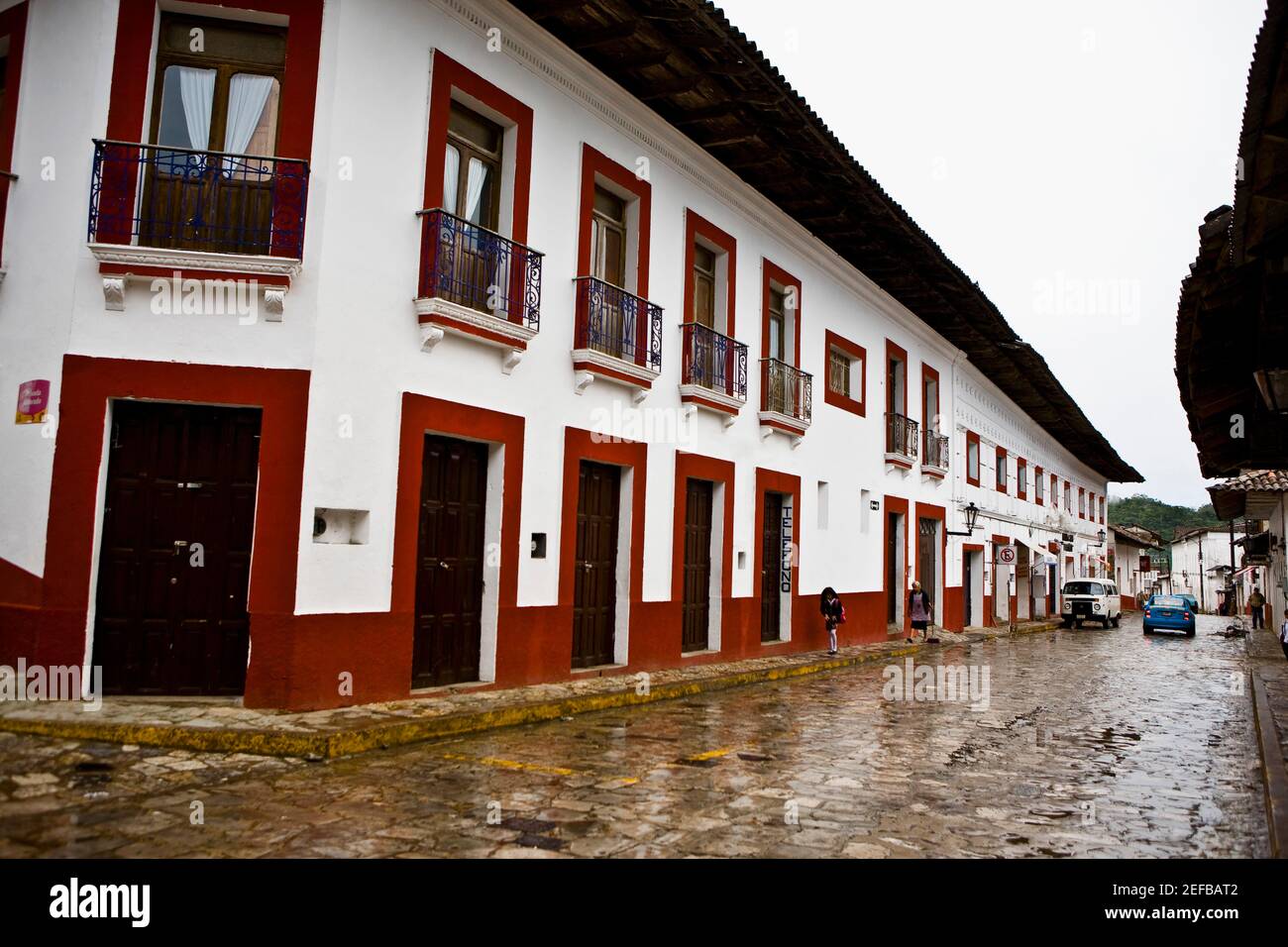 Buildings in a street, Cuetzalan, Puebla State, Mexico Stock Photo