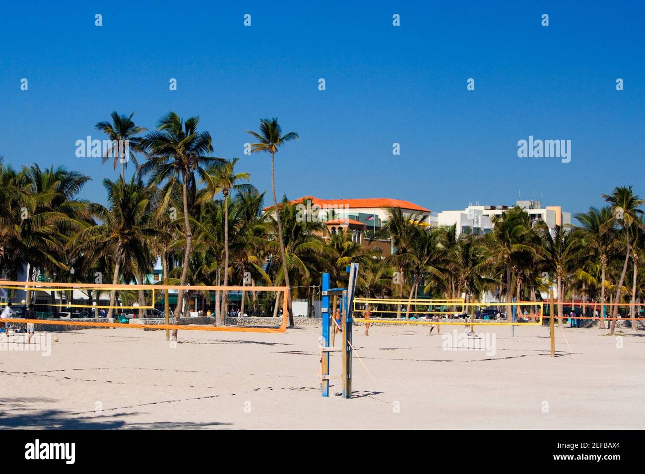 Volleyball nets on the beach, Miami Beach, Florida, USA Stock Photo Alamy