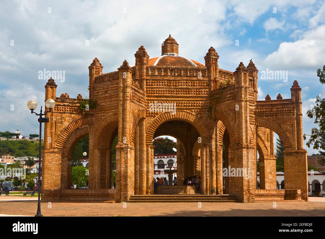 Facade of a building in a park, La Fuente Colonial, Chiapa De Corzo ...