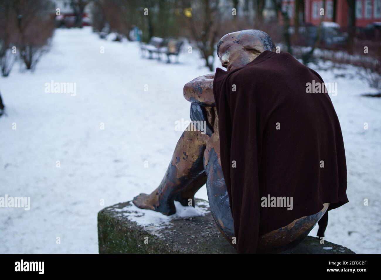 Warm gestures in a cold city Stock Photo