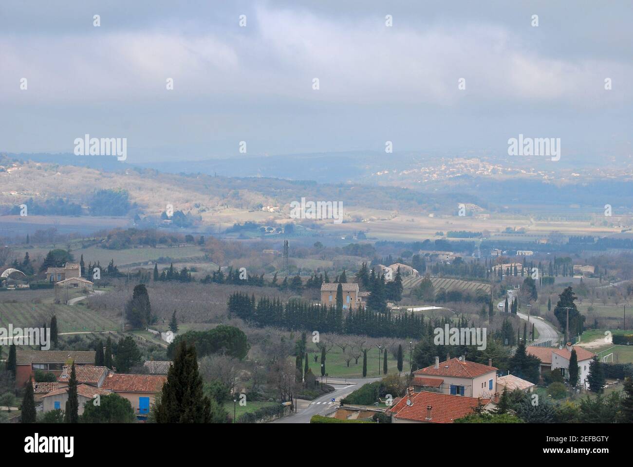Luberon view from hilltop village of Bonnieux Stock Photo