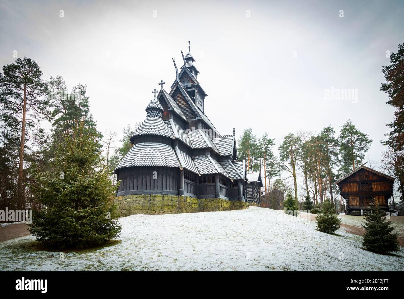 Gol stave church originally from Hallingdal, Norway. Stock Photo