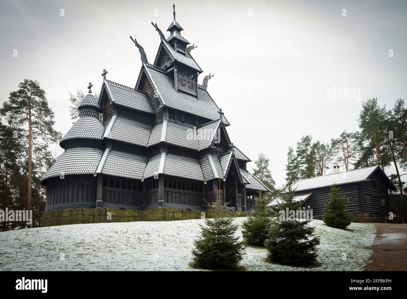 Gol stave church originally from Hallingdal, Norway. Stock Photo