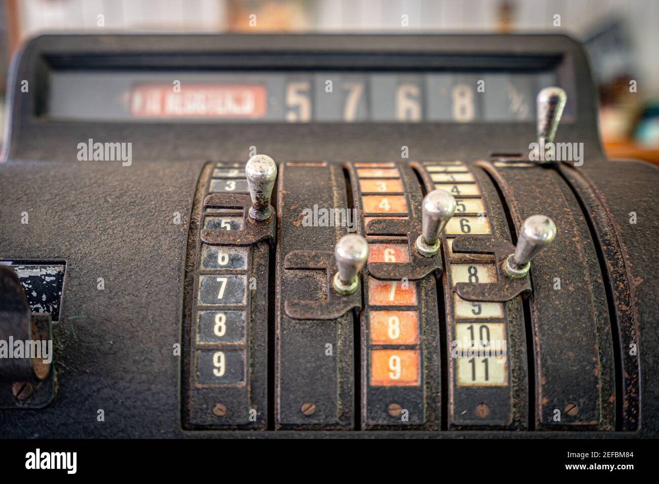 Closeup of an old-fashioned cash register Stock Photo