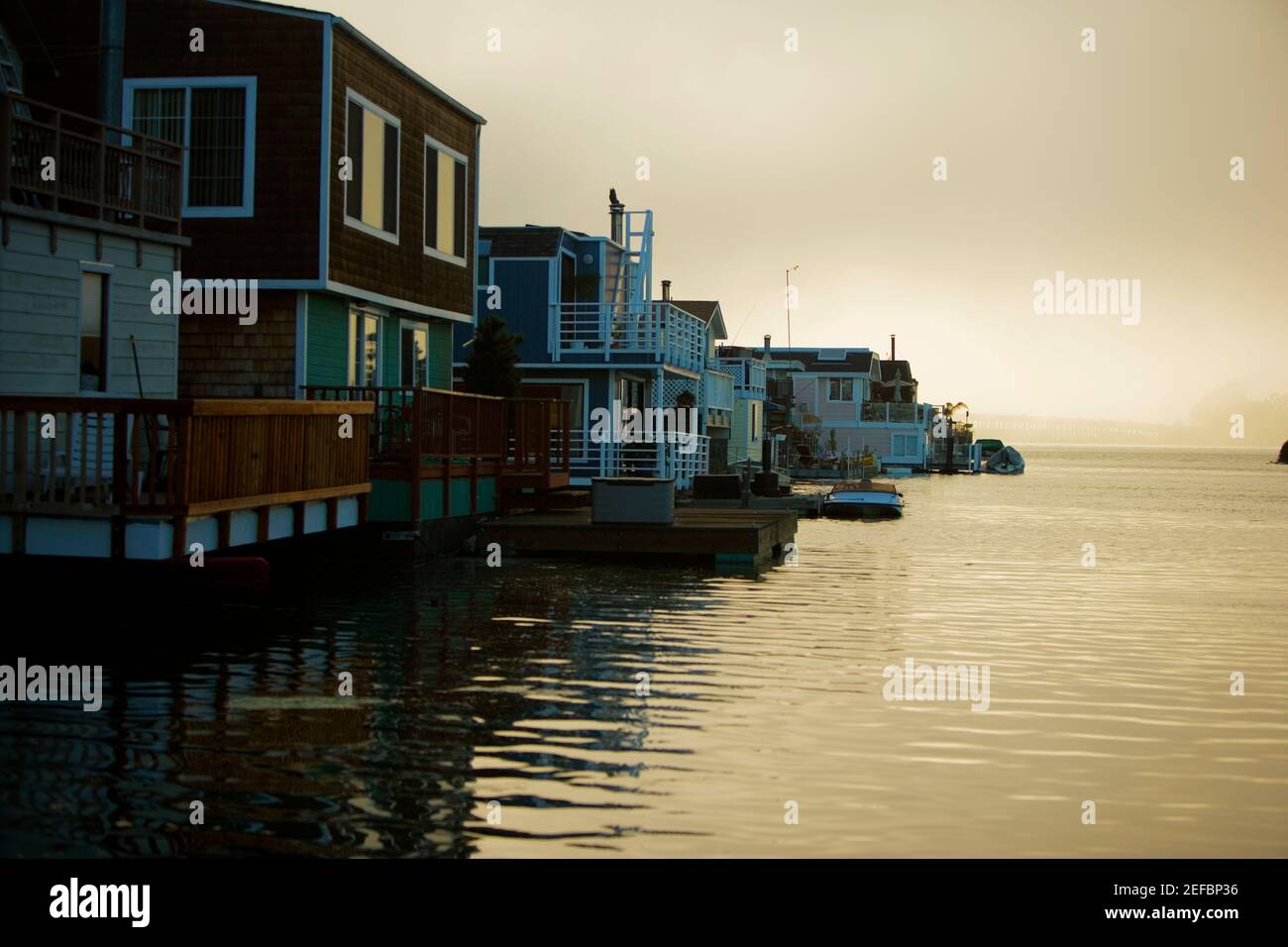 Side profile of boathouses, Sausalito, California, USA Stock Photo Alamy