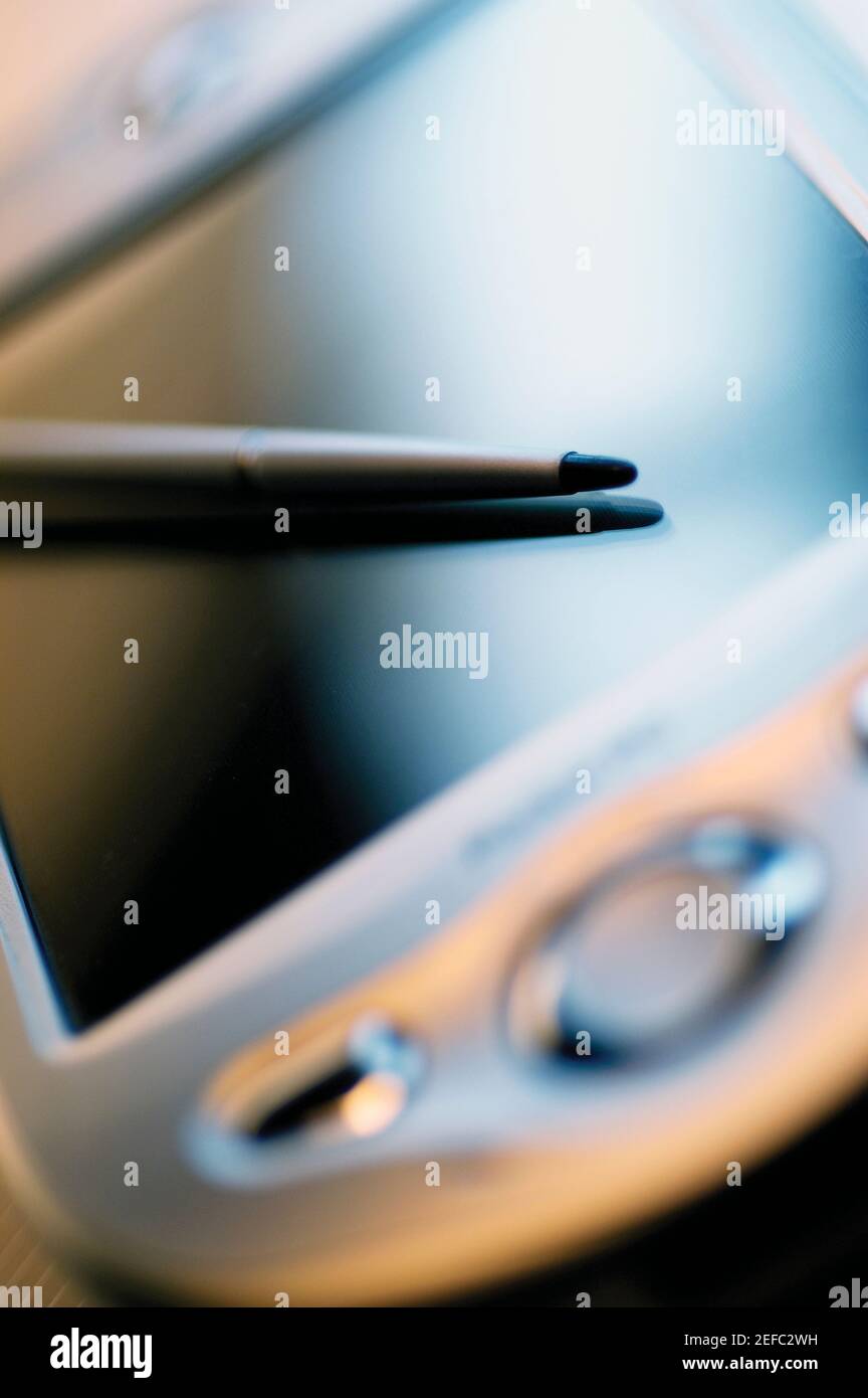 Close-up of a palmtop and a stylus Stock Photo