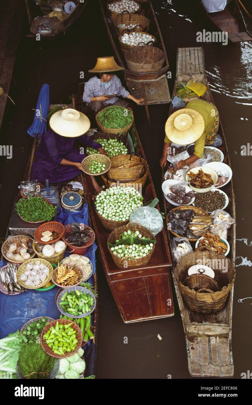 High angle view of a floating market, Bangkok, Thailand Stock Photo