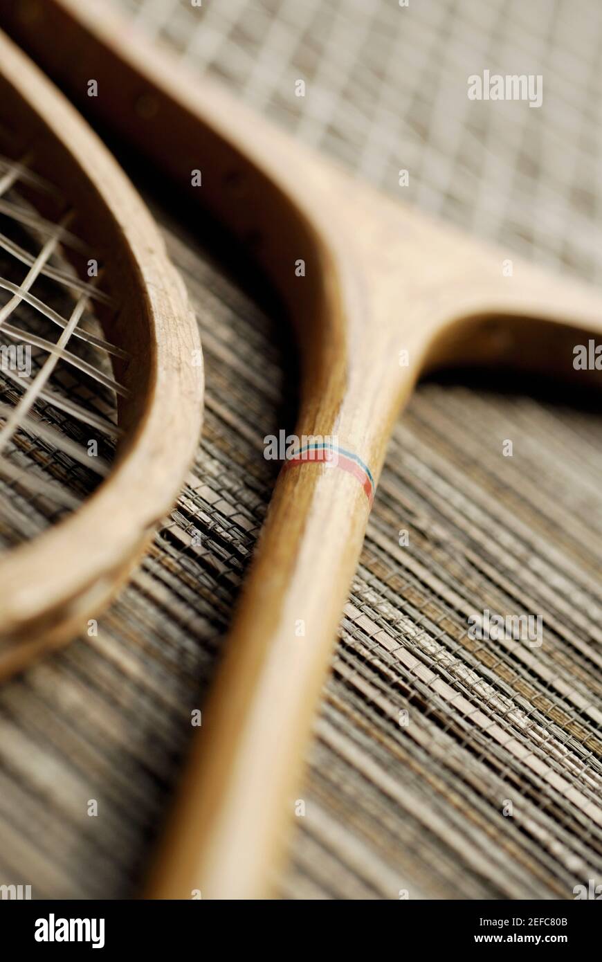 Close-up of two tennis rackets Stock Photo