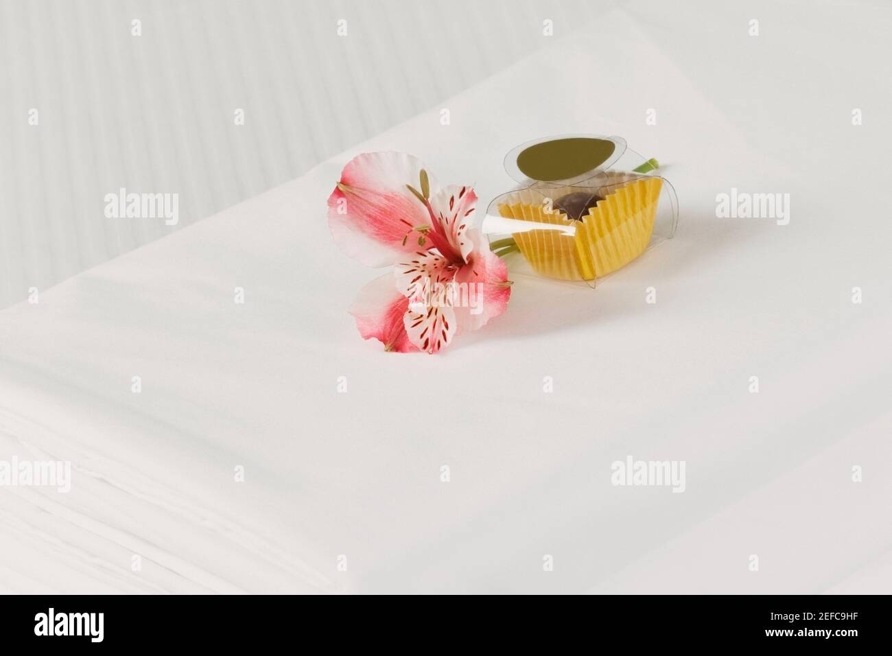 High angle view of linen sheets on the bed Stock Photo - Alamy