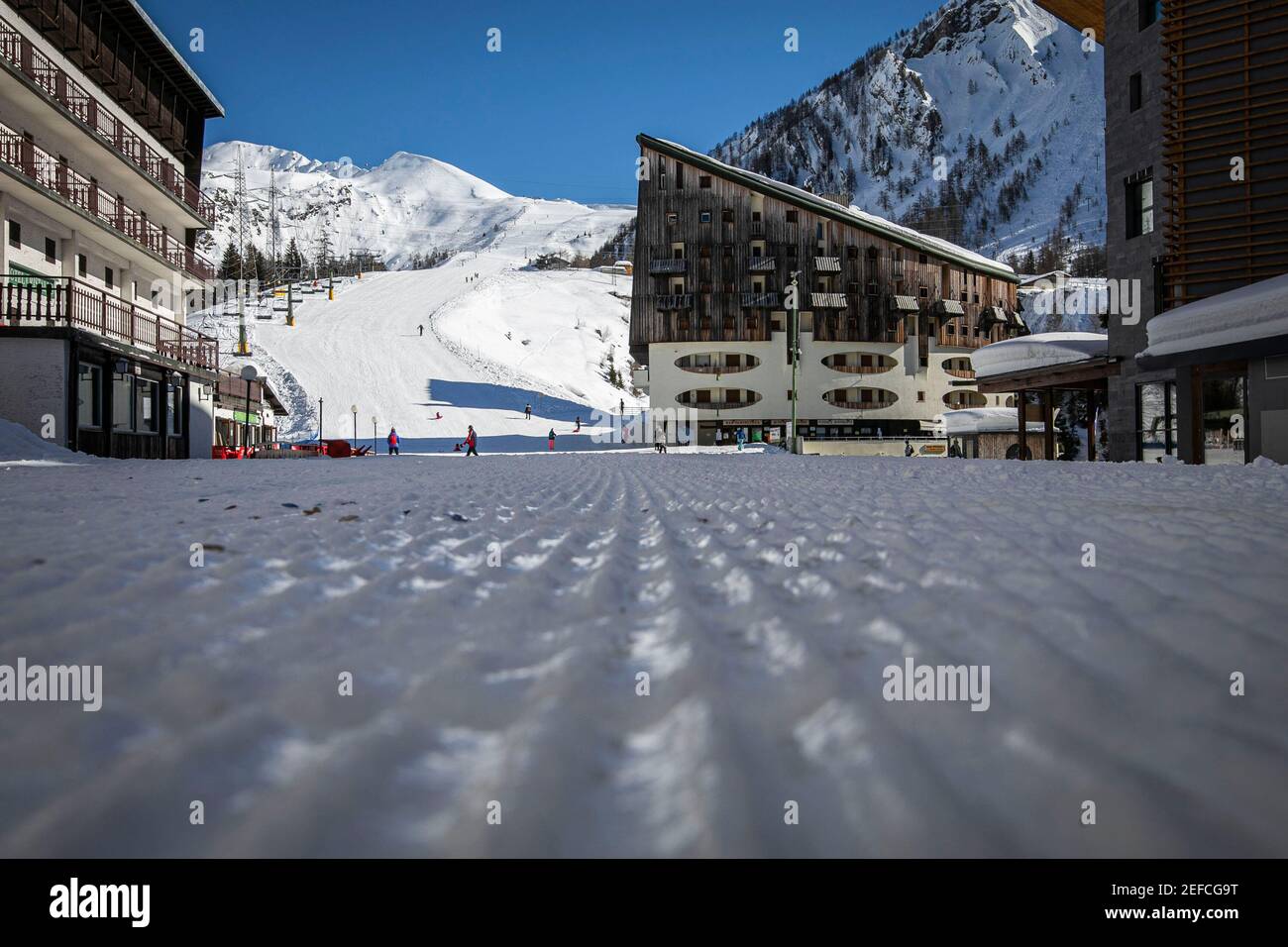 Bergamo, Italy. 17th Feb, 2021. 2/17/2021 - Foppolo (Bg) - the ski season  does not restart in the well-known locality of the upper Brembana Valley;  the government decreed the closure of the