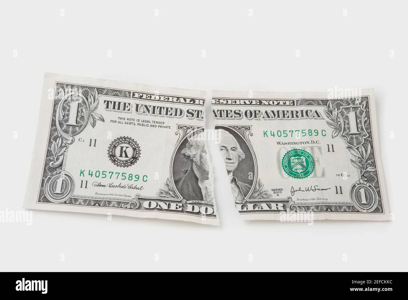 Close up of a torn one dollar bill Stock Photo Alamy