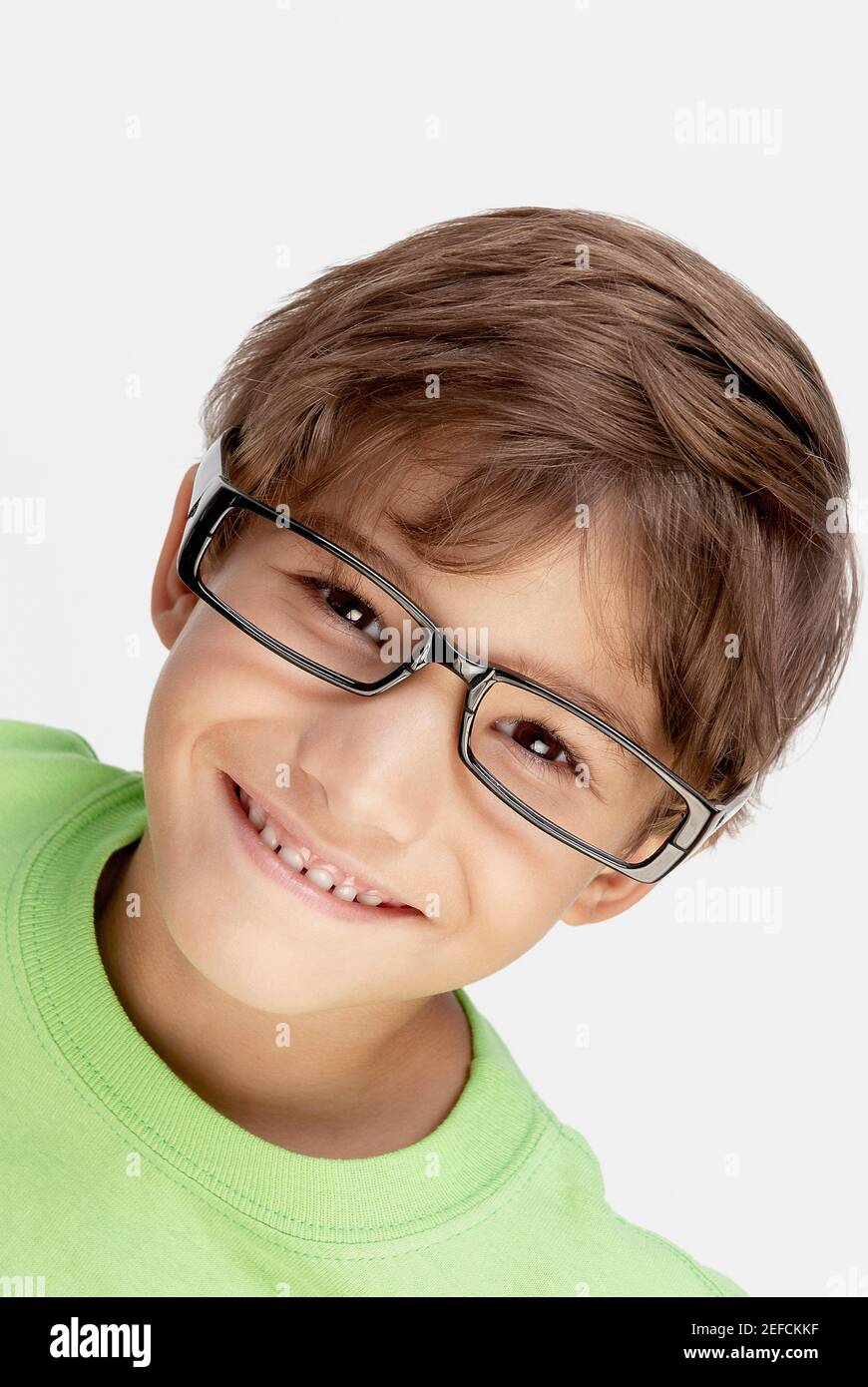 Portrait of a boy smiling wearing eyeglasses Stock Photo