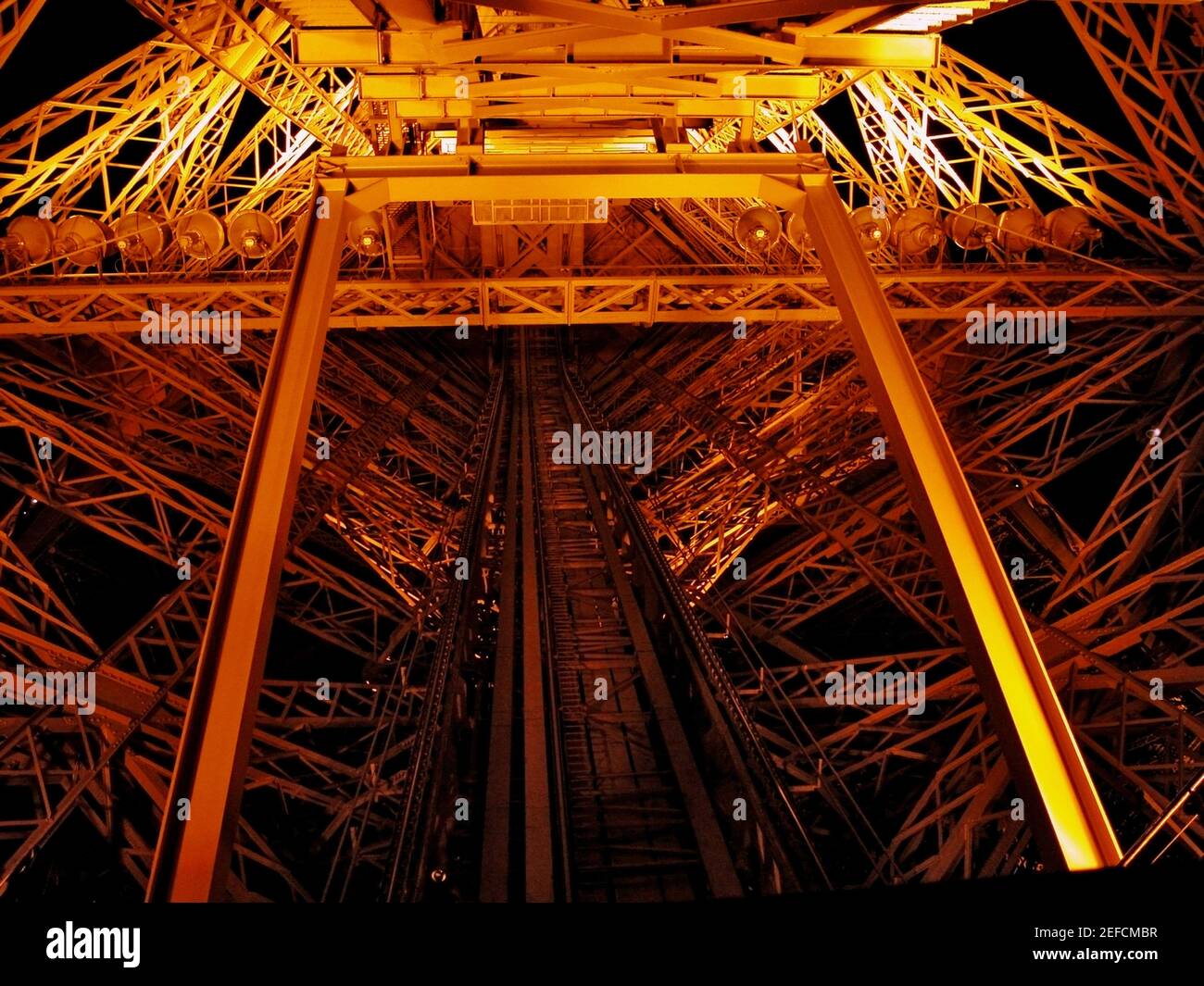 Low angle view of a tower, Eiffel tower, Paris, France Stock Photo