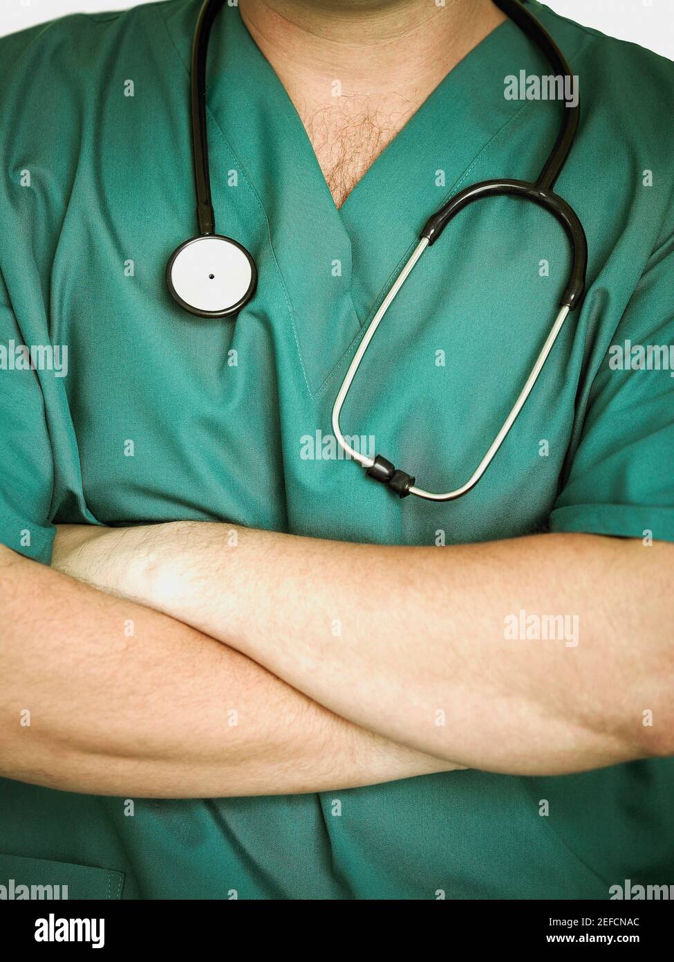 Mid section view of a male doctor with a stethoscope around his neck Stock Photo Alamy