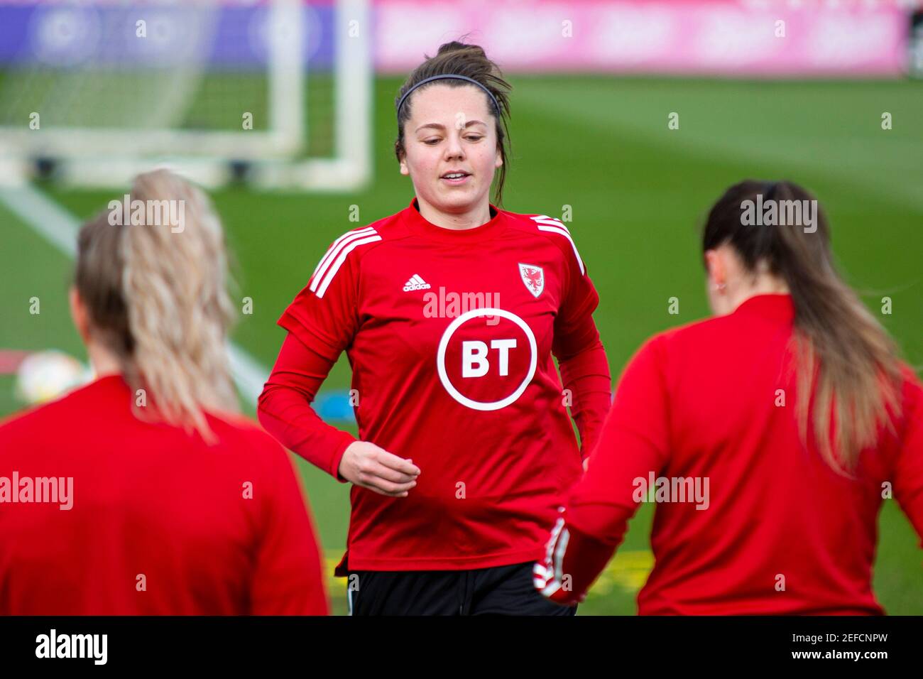 Cardiff, UK. 17th Feb, 2021. Georgia Walters of Wales women in training. Wales Women national football team training camp at the Vale Resort, Hensol, near Cardiff on Wednesday 17th February 2021. Editorial use only, pic by Lewis Mitchell/Andrew Orchard sports photography/Alamy Live news Credit: Andrew Orchard sports photography/Alamy Live News Stock Photo