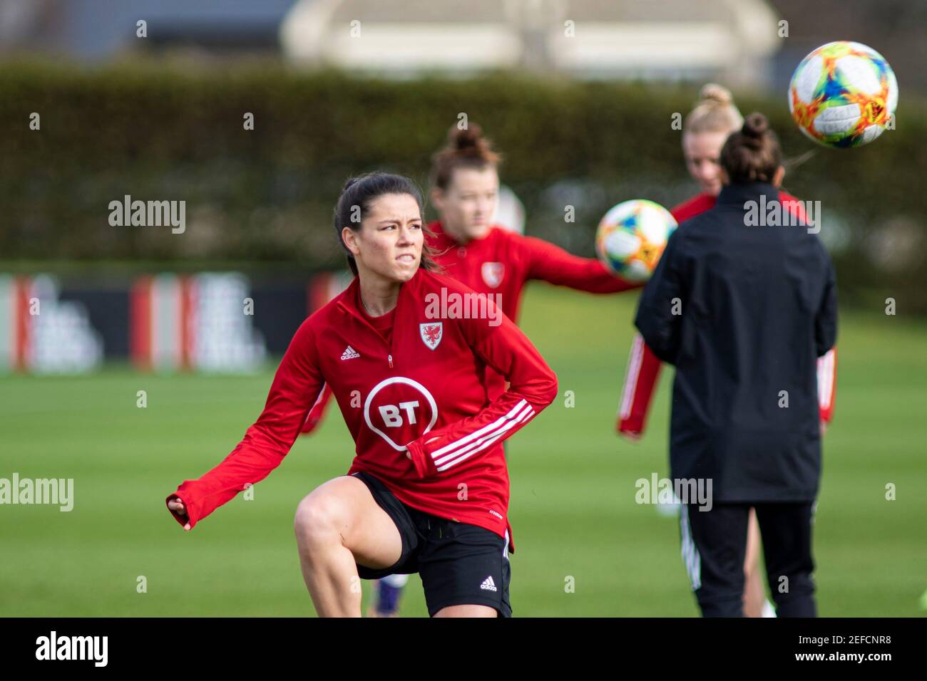 Cardiff Uk 17th Feb 21 Ffion Morgan Of Wales Women In Training Wales Women National Football Team Training Camp At The Vale Resort Hensol Near Cardiff On Wednesday 17th February 21 Editorial