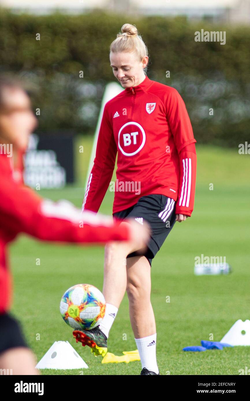 Cardiff, UK. 17th Feb, 2021. Sophie Ingle of Wales women in training. Wales Women national football team training camp at the Vale Resort, Hensol, near Cardiff on Wednesday 17th February 2021. Editorial use only, pic by Lewis Mitchell/Andrew Orchard sports photography/Alamy Live news Credit: Andrew Orchard sports photography/Alamy Live News Stock Photo