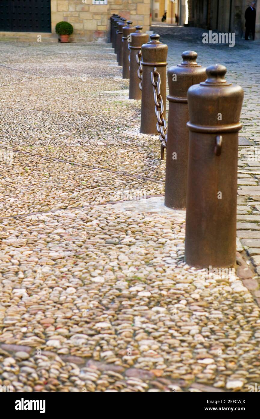 Chainlink fence on a sidewalk, Spain Stock Photo Alamy
